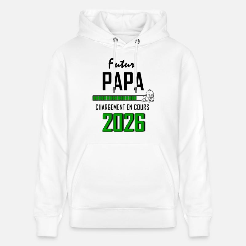 Futur PAPA Countdown 2026 Vert Bébé - Sweat à capuche bio CRUISER Stanley/Stella Unisexe - blanc