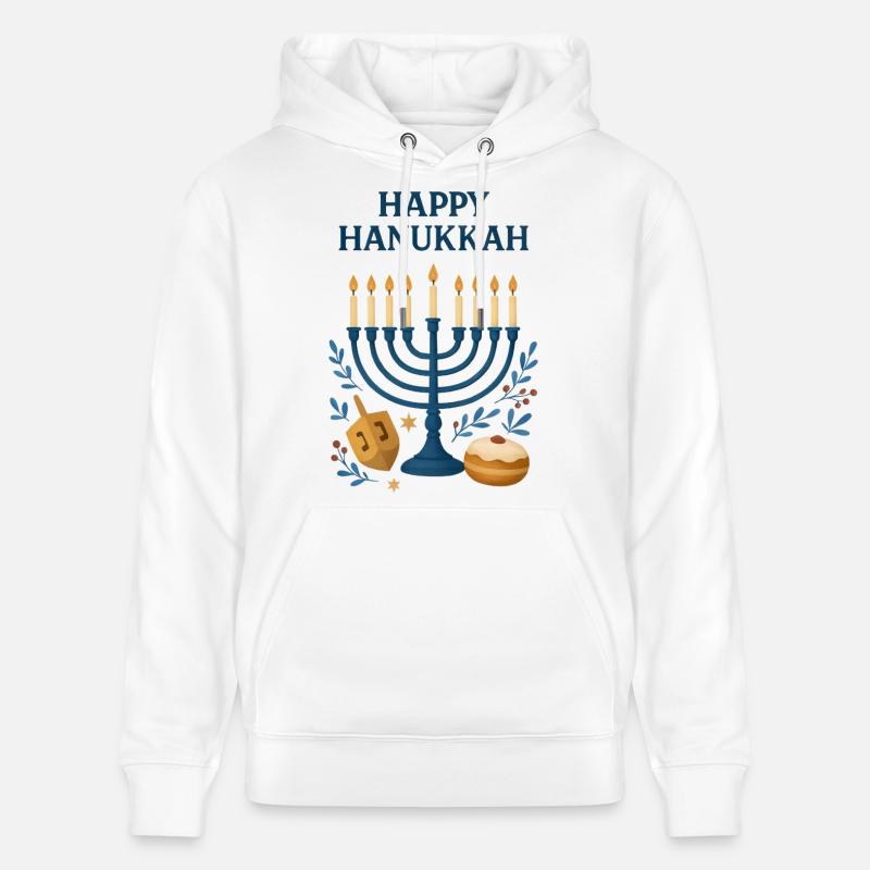 Joyeux Menorah festif de Hanoucca - Sweat à capuche bio CRUISER Stanley/Stella Unisexe - blanc