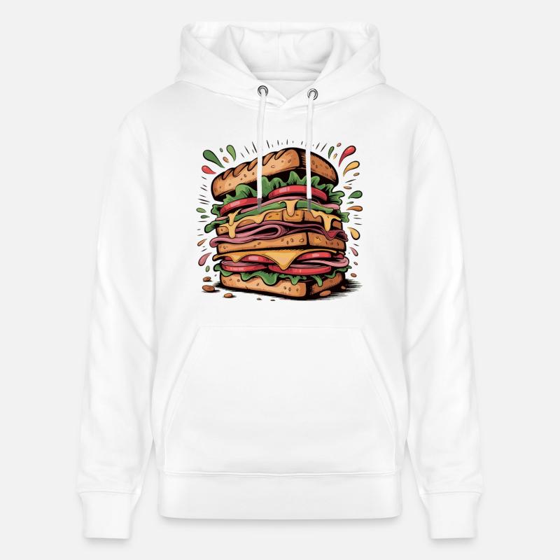Burger Pop Art Explosion - Sweat à capuche bio CRUISER Stanley/Stella Unisexe - blanc