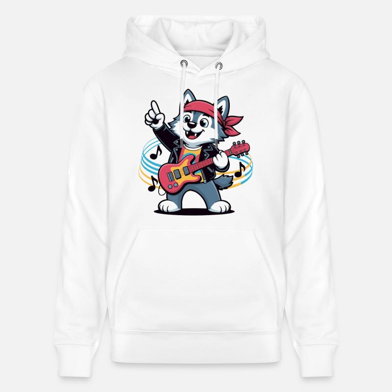 Rockwolf avec un bandana rouge - Sweat à capuche bio CRUISER Stanley/Stella Unisexe - blanc