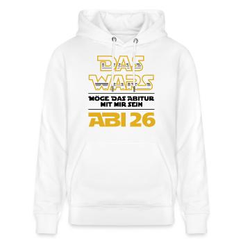 Das Wars | Abi 2026 - Abitur - Geschenk - Stanley/Stella Unisex Bio-Hoodie CRUISER  - Weiß - Vorne - Alina (178cm) & Michal (187cm)