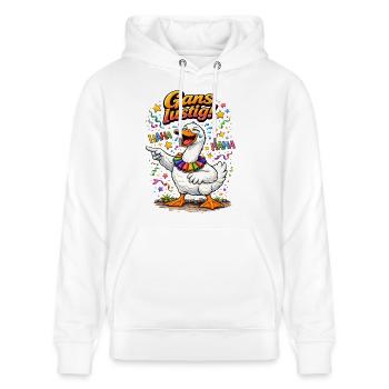 Gans lustig – Närrischer Spaß für Karneval - Stanley/Stella Unisex Bio-Hoodie CRUISER  - Weiß - Vorne - Alina (178cm) & Michal (187cm)