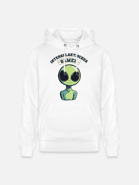 intergalaktischer gamer alien zocken - Stanley/Stella Unisex Bio-Hoodie CRUISER  - Weiß