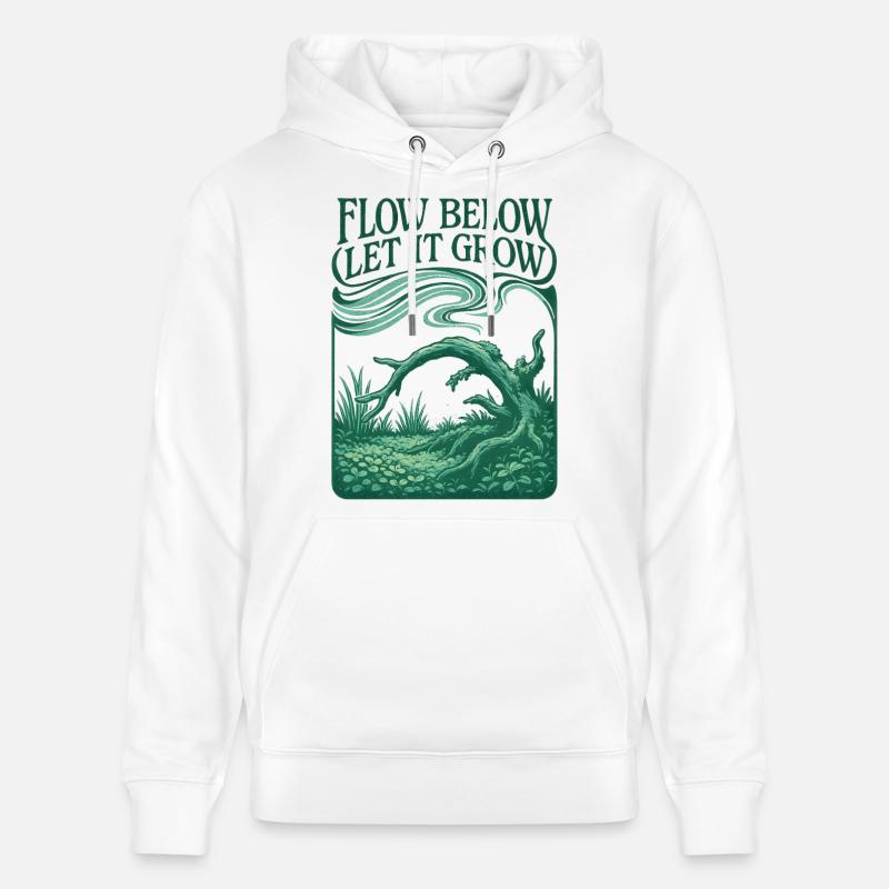 Flux en dessous, croissance au-dessus | Aquascaping - Sweat à capuche bio CRUISER Stanley/Stella Unisexe - blanc