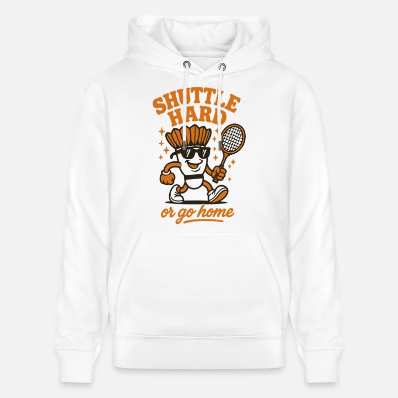 Navette Difficile | Motivation du badminton - Sweat à capuche bio CRUISER Stanley/Stella Unisexe - blanc