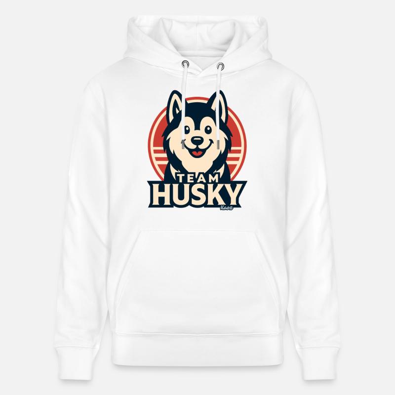 Logo Team Husky Imprimé rétro - Sweat à capuche bio CRUISER Stanley/Stella Unisexe - blanc