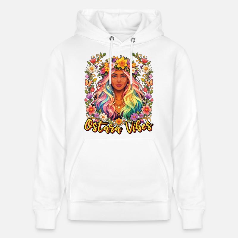 Ostara Vibes Joyeuses Pâques Ostara - Sweat à capuche bio CRUISER Stanley/Stella Unisexe - blanc