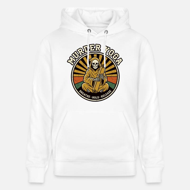 Graphique squelette de méditation rétro - Sweat à capuche bio CRUISER Stanley/Stella Unisexe - blanc