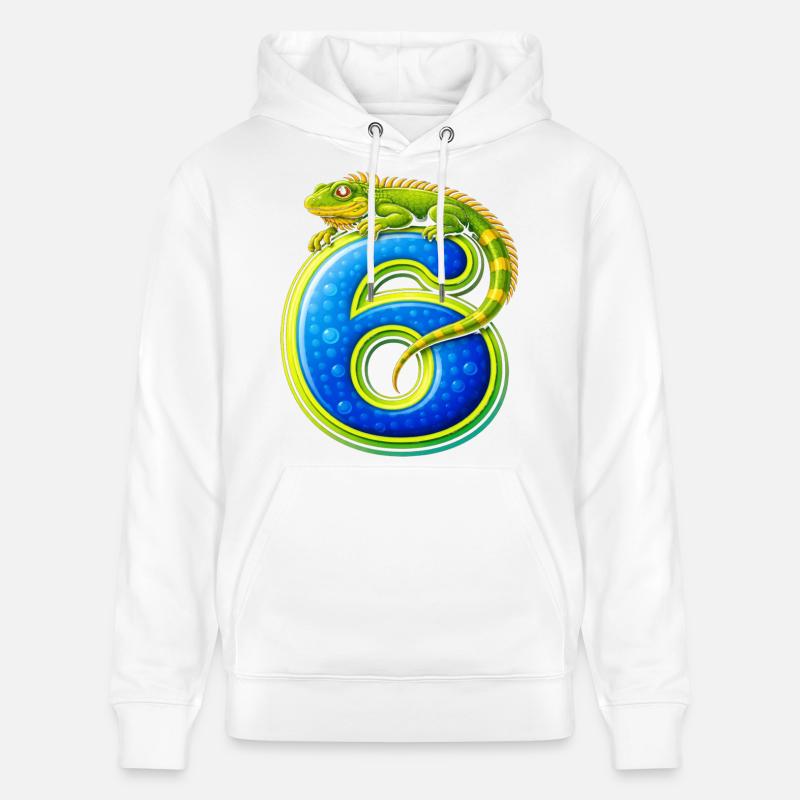 Lézard vert serrant le numéro 6 - Sweat à capuche bio CRUISER Stanley/Stella Unisexe - blanc