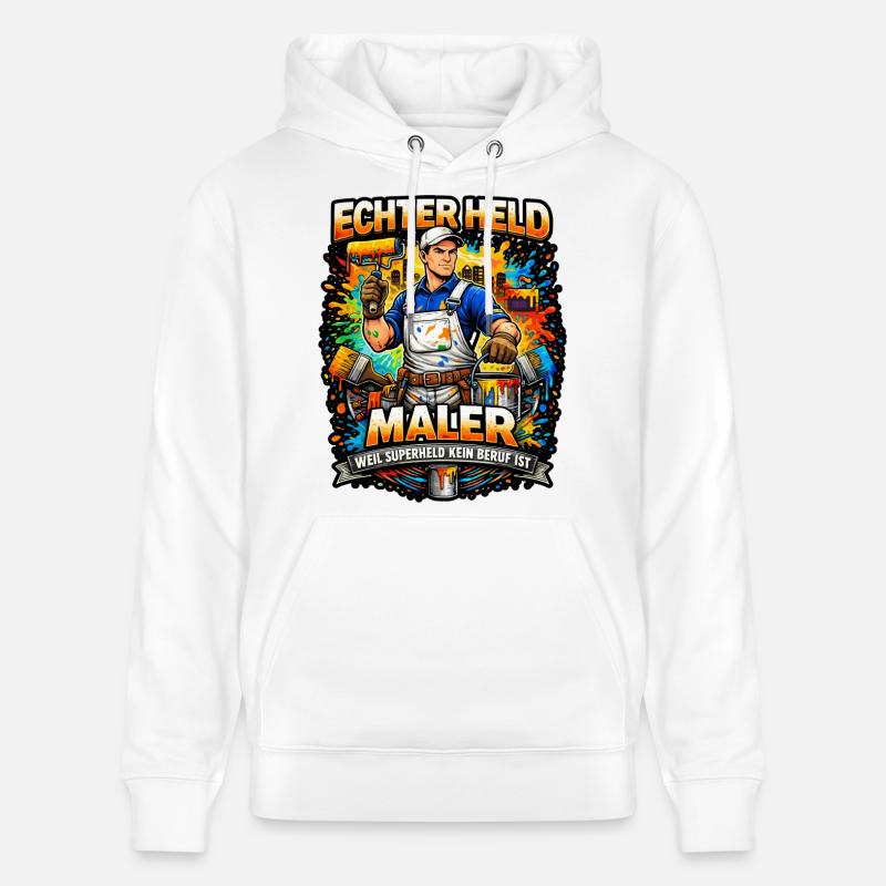 Echter Held Maler – Farbexplosion - Stanley/Stella Unisex Bio-Hoodie CRUISER  - Weiß