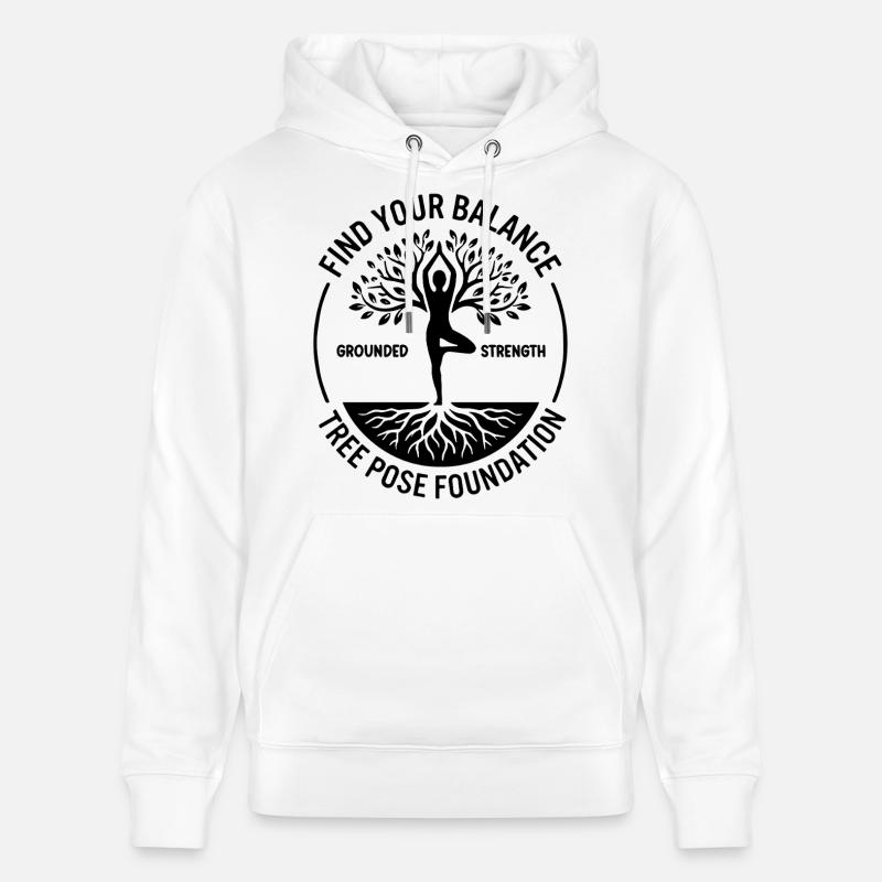 Yoga : Trouvez votre équilibre : pleine conscience - Sweat à capuche bio CRUISER Stanley/Stella Unisexe - blanc