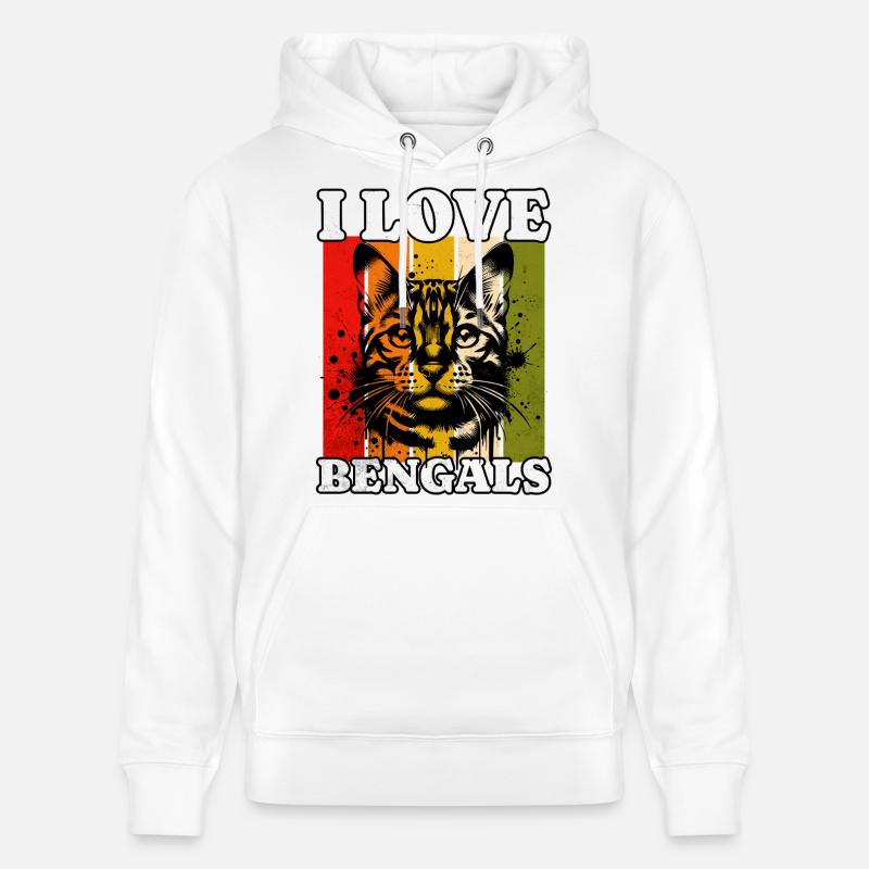 J’adore le chat du Bengale - Sweat à capuche bio CRUISER Stanley/Stella Unisexe - blanc