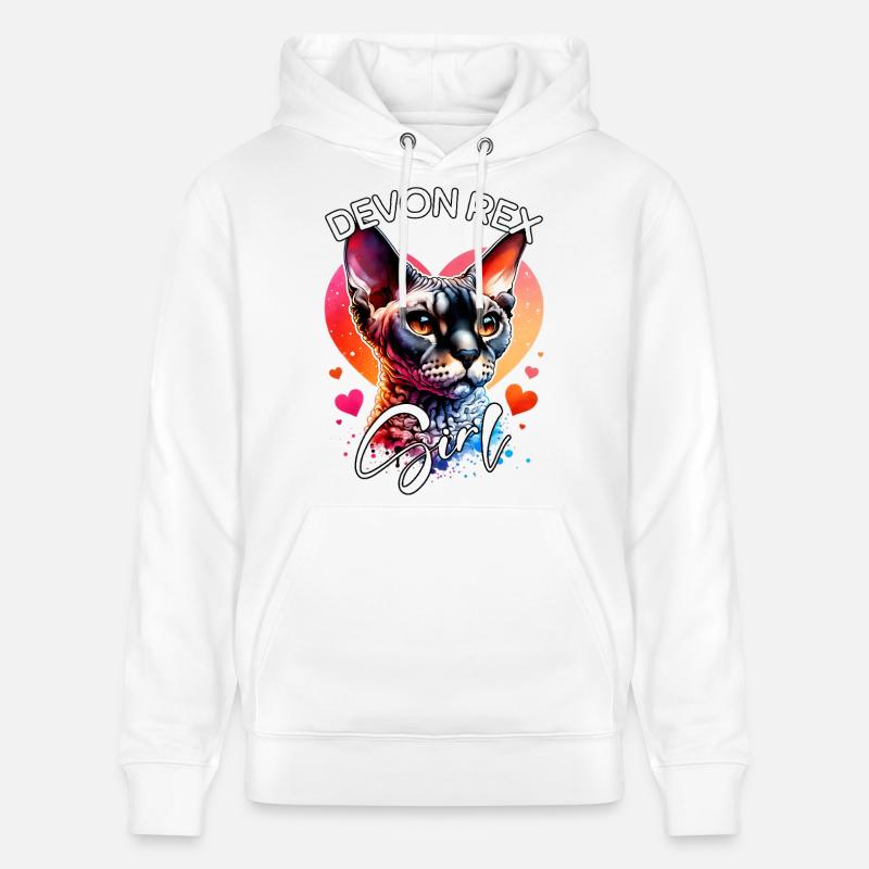 Devon Rex Fille Devon Rex - Sweat à capuche bio CRUISER Stanley/Stella Unisexe - blanc