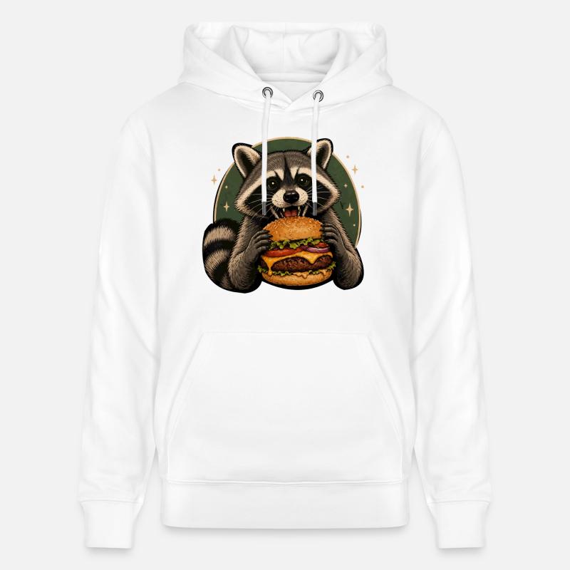 Raton laveur avec burger - Sweat à capuche bio CRUISER Stanley/Stella Unisexe - blanc