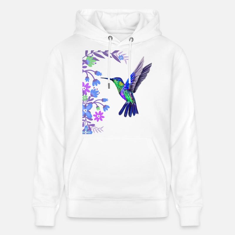 Kolibri Vogel Design mit botanischen Blumen - Stanley/Stella Unisex Bio-Hoodie CRUISER - Weiß