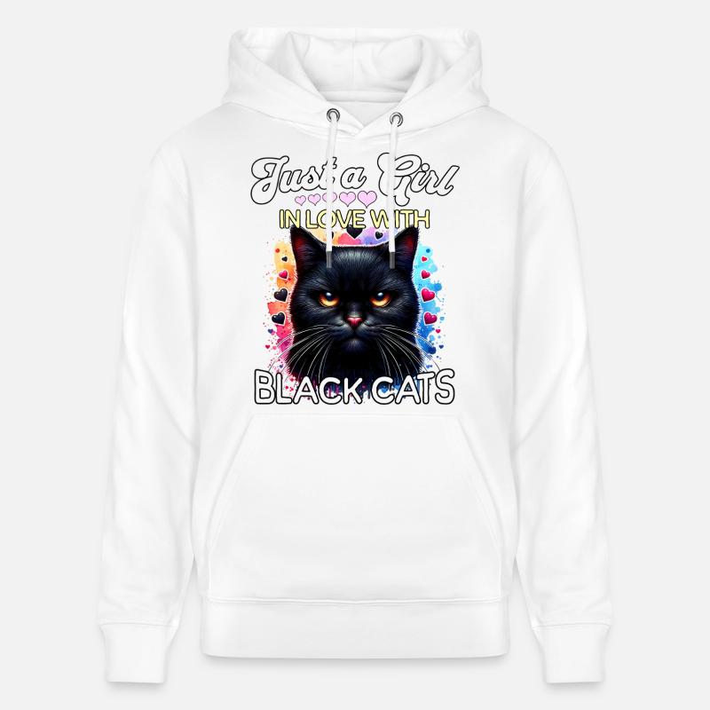 Fille Chat Noir - Sweat à capuche bio CRUISER Stanley/Stella Unisexe - blanc