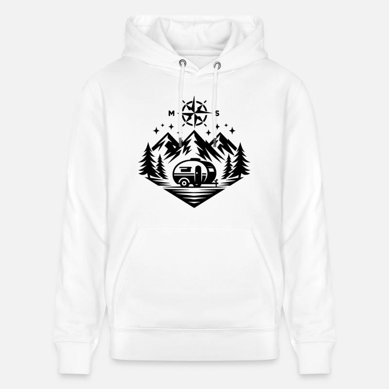 Camping Compass Mountains - Sweat à capuche bio CRUISER Stanley/Stella Unisexe - blanc