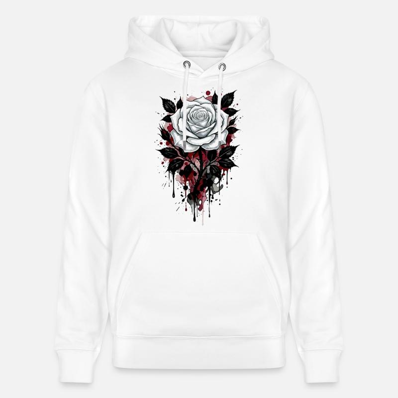 Rose, Rose Blanche, Rose et Fleurs - Sweat à capuche bio CRUISER Stanley/Stella Unisexe - blanc