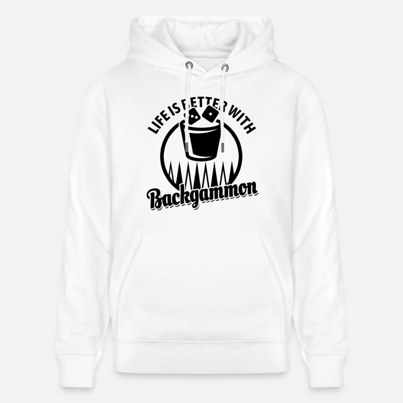 Backgammon | Jeu de société | Don - Sweat à capuche bio CRUISER Stanley/Stella Unisexe - blanc