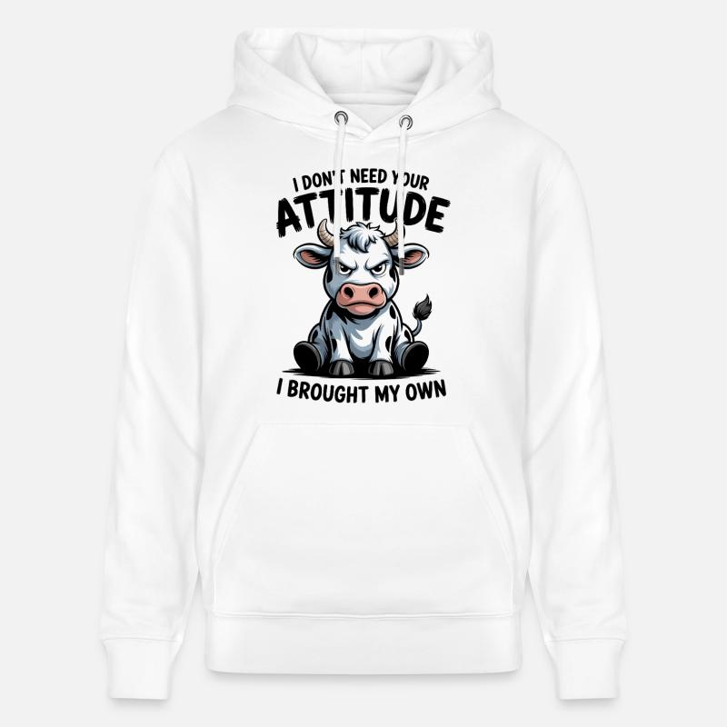 Attitude de vache : expression - Sweat à capuche bio CRUISER Stanley/Stella Unisexe - blanc