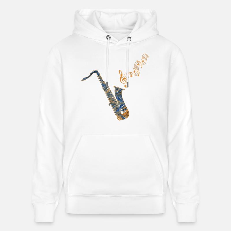 Saxophone Ebru 50 - Sweat à capuche bio CRUISER Stanley/Stella Unisexe - blanc
