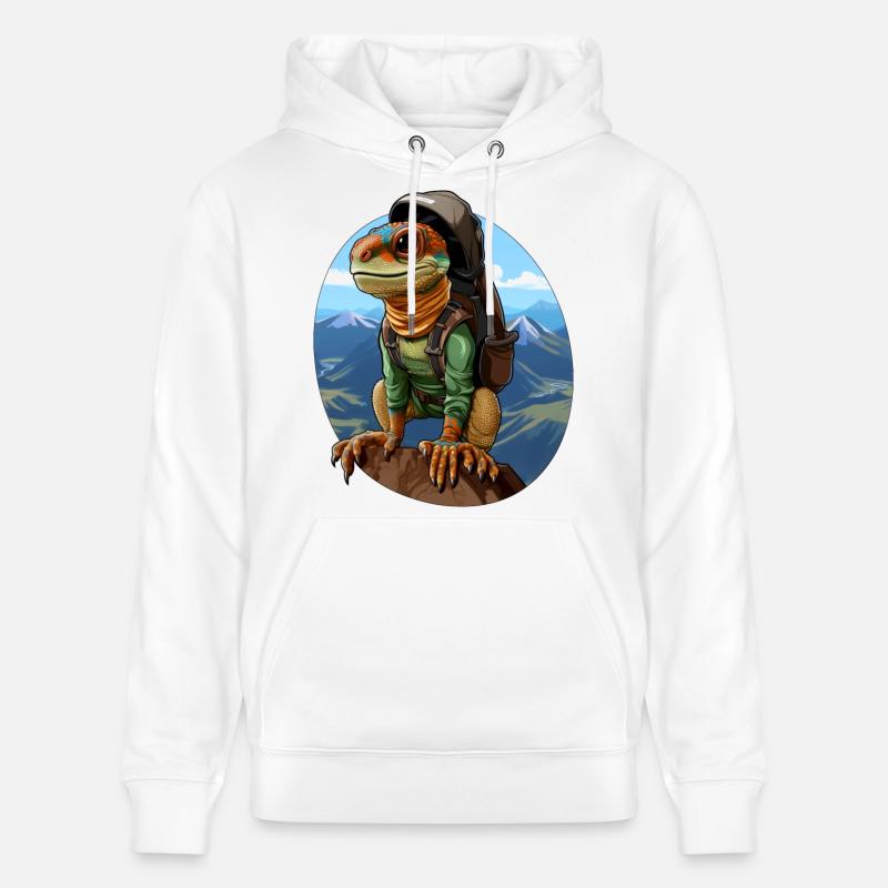 Eidechsen Bergsteiger / Wandern Eidechse - Stanley/Stella Unisex Bio-Hoodie CRUISER  - Weiß