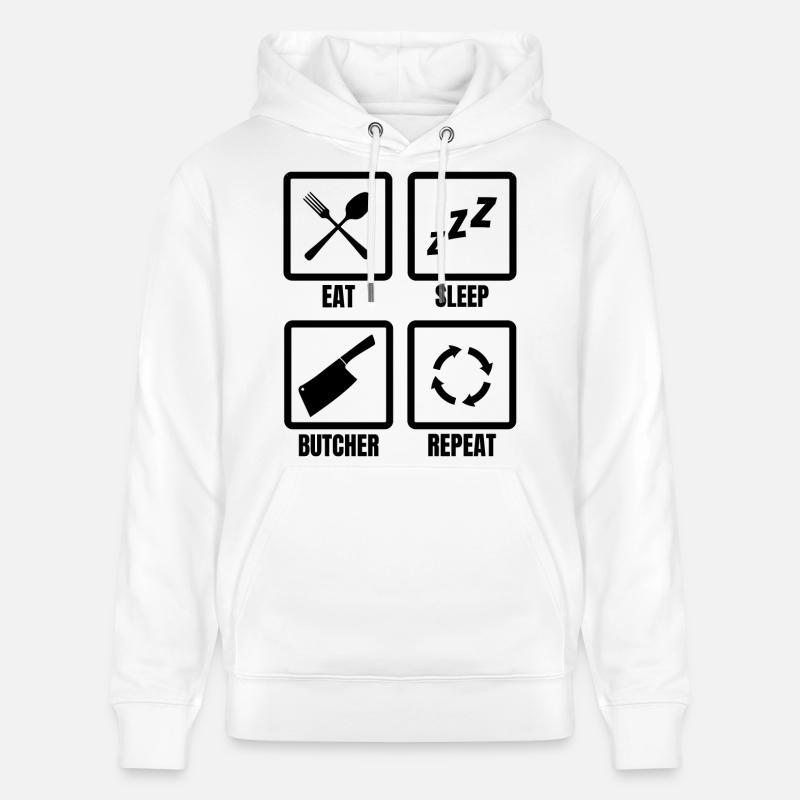 Routine quotidienne du boucher - Sweat à capuche bio CRUISER Stanley/Stella Unisexe - blanc