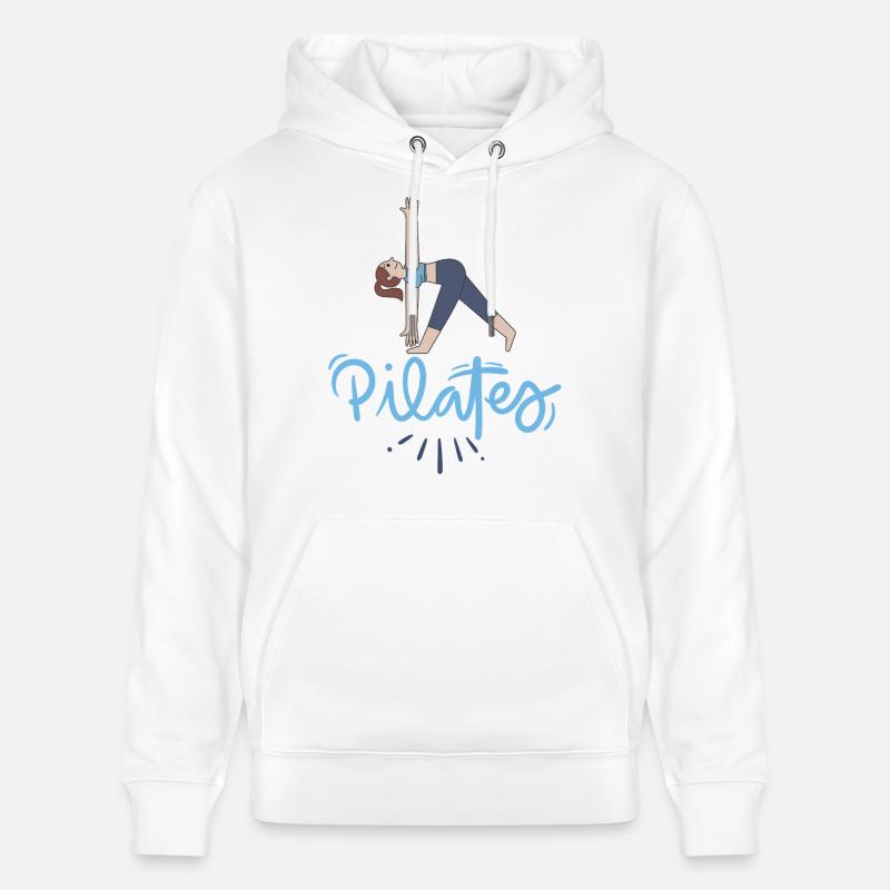 Pilates Pose et Lettrage Bleu - Sweat à capuche bio CRUISER Stanley/Stella Unisexe - blanc