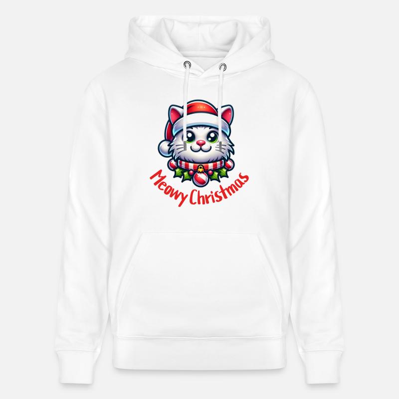 Miaou Noël drôle de chat - Sweat à capuche bio CRUISER Stanley/Stella Unisexe - blanc