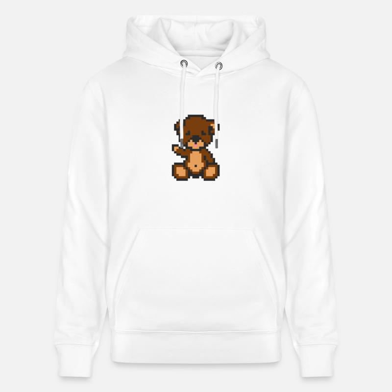 Pixel Bear Brownie - Sweat à capuche bio CRUISER Stanley/Stella Unisexe - blanc