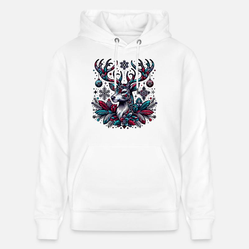 Cerf de Noël - Sweat à capuche bio CRUISER Stanley/Stella Unisexe - blanc