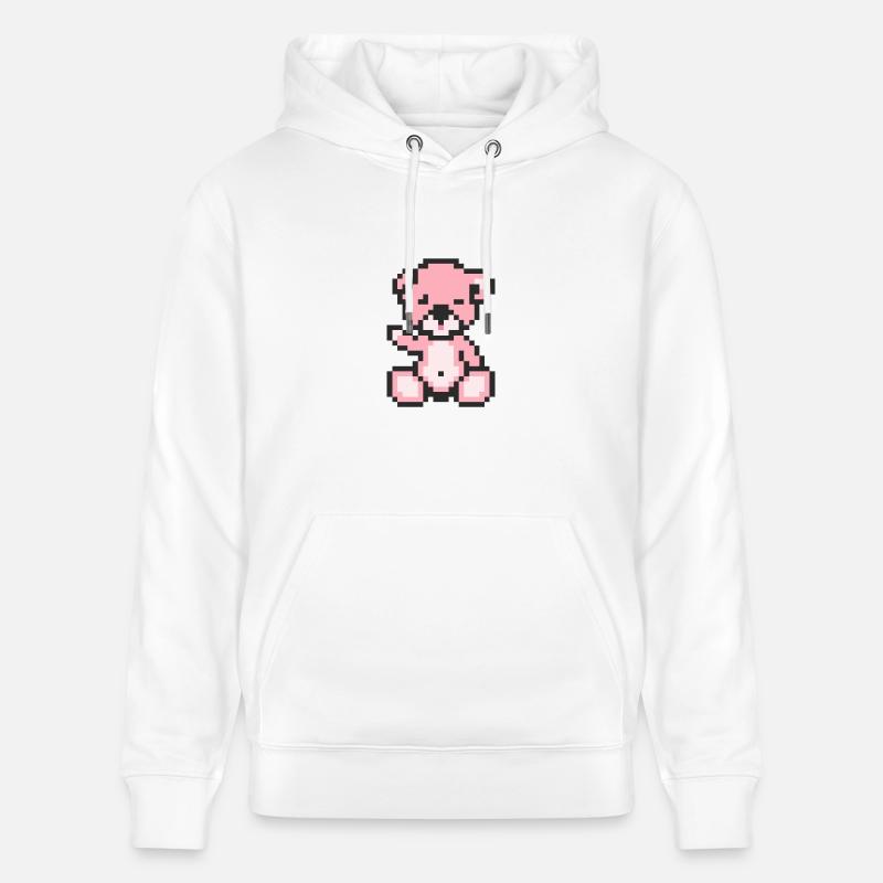 Pixel Bear Pastel Pink - Sweat à capuche bio CRUISER Stanley/Stella Unisexe - blanc