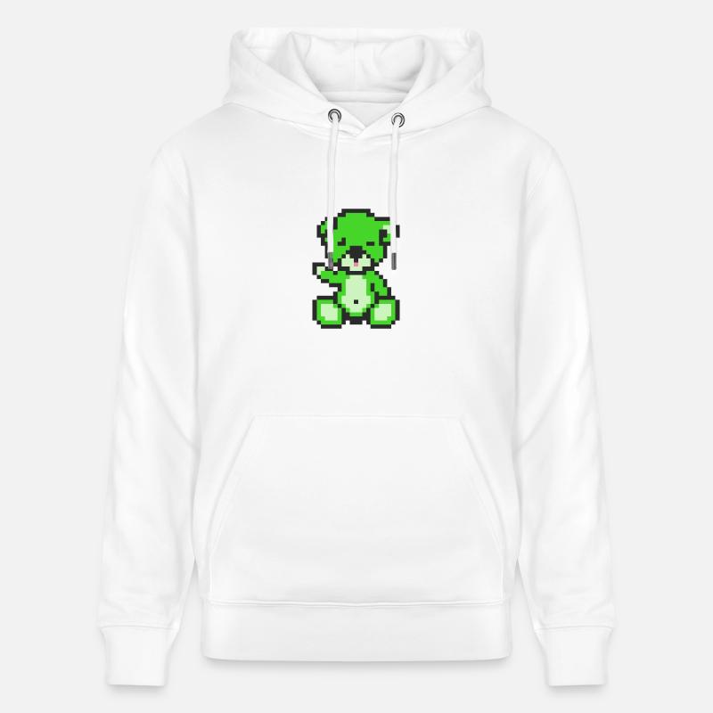 Pixel Bear Neon Green - Sweat à capuche bio CRUISER Stanley/Stella Unisexe - blanc