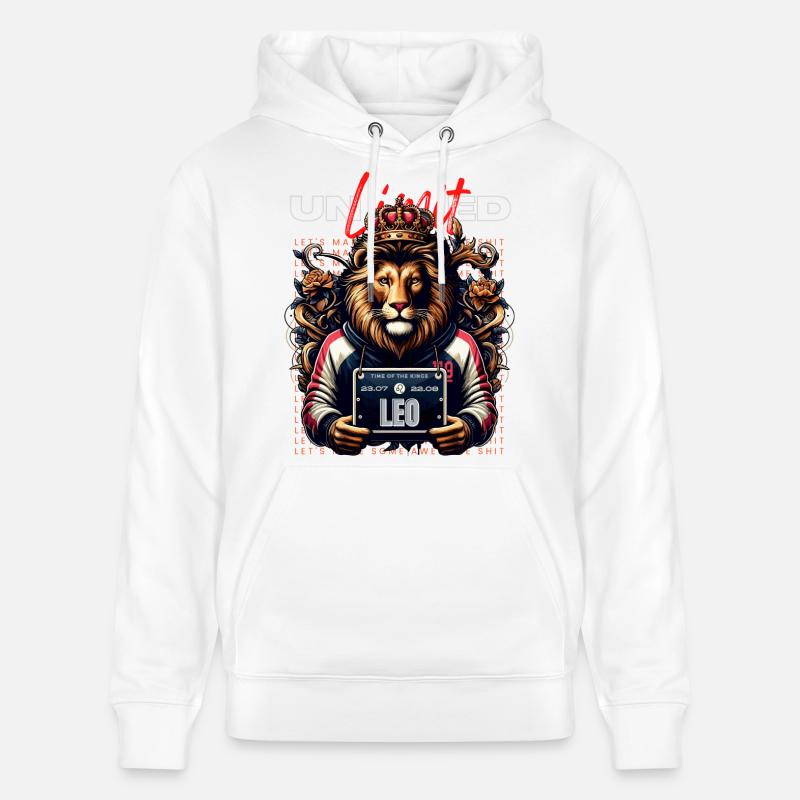 Roi Lion Leo avec couronne - Sweat à capuche bio CRUISER Stanley/Stella Unisexe - blanc