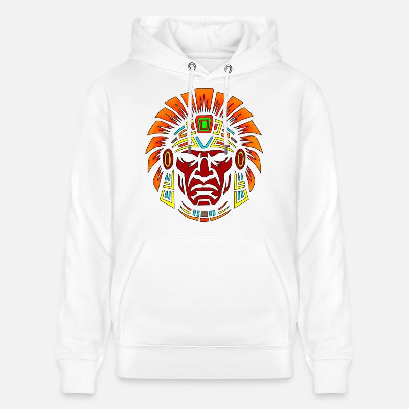 Conception de masque de guerrier autochtone - Sweat à capuche bio CRUISER Stanley/Stella Unisexe - blanc