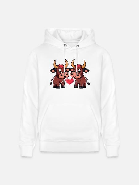 Stier Paar Herz - Stanley/Stella Unisex Bio-Hoodie CRUISER  - Weiß