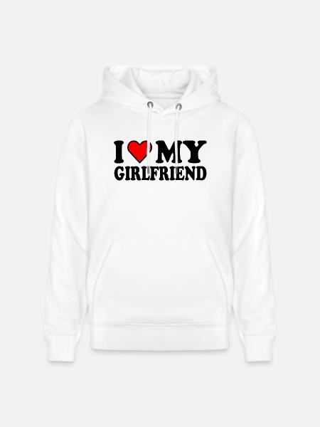 I love my girlfriend - Ekologisk luvtröja CRUISER unisex från Stanley/Stella - vit