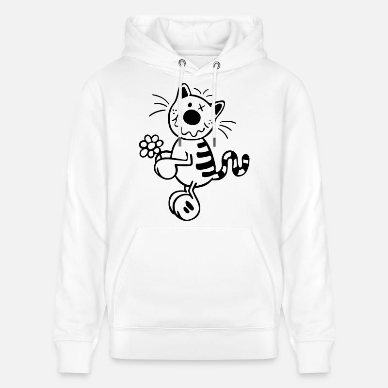 Chat avec la fleur - Sweat à capuche bio CRUISER Stanley/Stella Unisexe - blanc