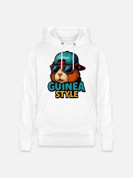Guinea Style: Sunglasses Pig - Stanley/Stella CRUISER Unisex Organic Hoodie - white