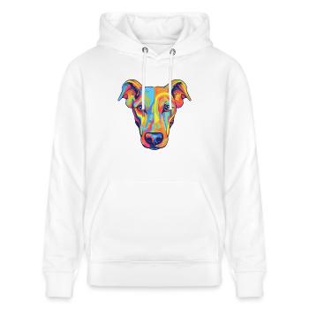 Lévrier chien race aquarelle dessin animé Kawaii Colo - Sweat à capuche bio CRUISER Stanley/Stella Unisexe - blanc - Devant - Alina (178cm) & Michal (187cm)