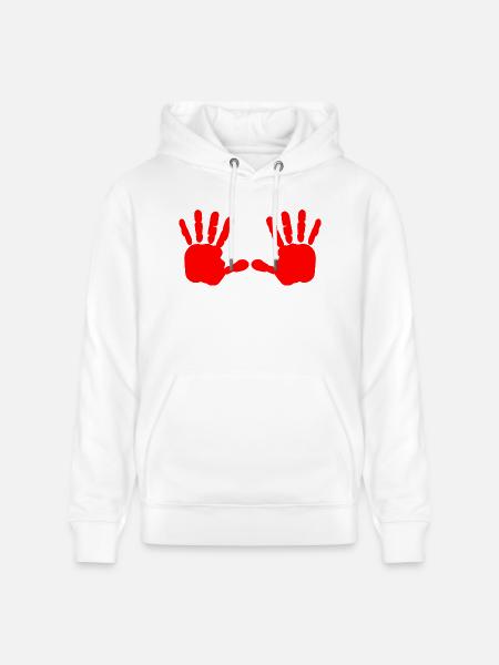 Iran - Red hand - blood hand - BLOODY HAND - Stanley/Stella CRUISER Unisex Organic Hoodie - white