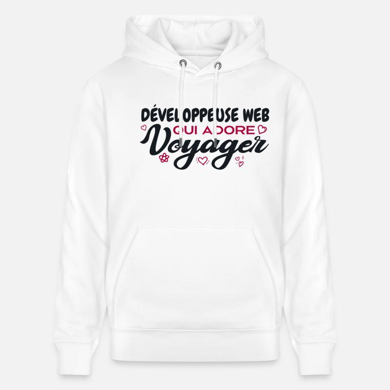 Développeuse web globe-trotteuse passionnée voyage - Sweat à capuche bio CRUISER Stanley/Stella Unisexe - blanc