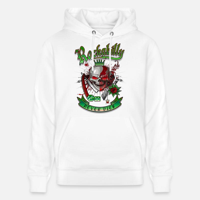 Rockabilly Skull - Sweat à capuche bio CRUISER Stanley/Stella Unisexe - blanc