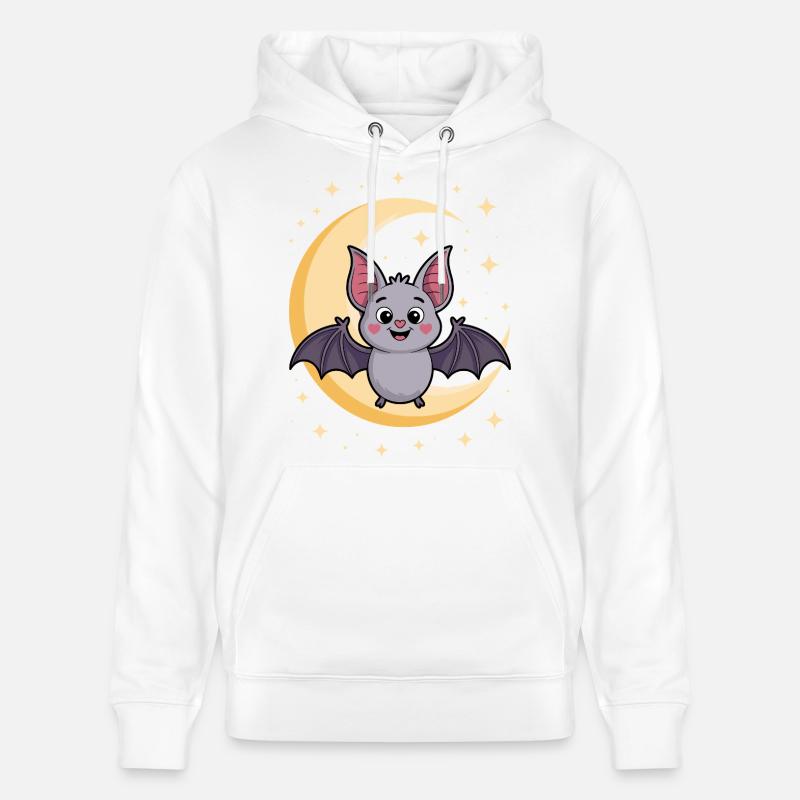 Motif de chat chauve-souris nocturne - Sweat à capuche bio CRUISER Stanley/Stella Unisexe - blanc