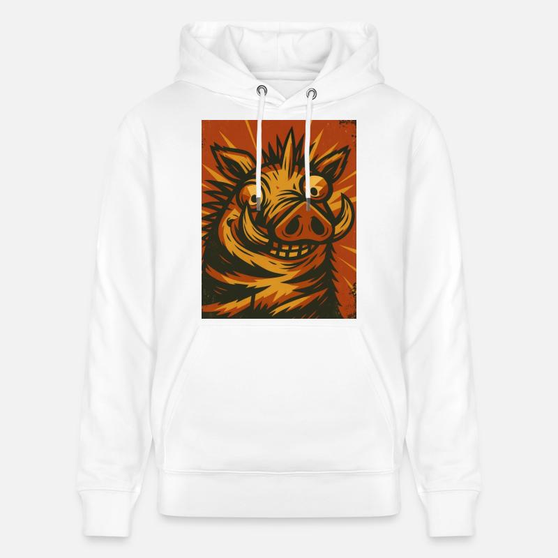 Sanglier sauvage sous un soleil rétro - Sweat à capuche bio CRUISER Stanley/Stella Unisexe - blanc