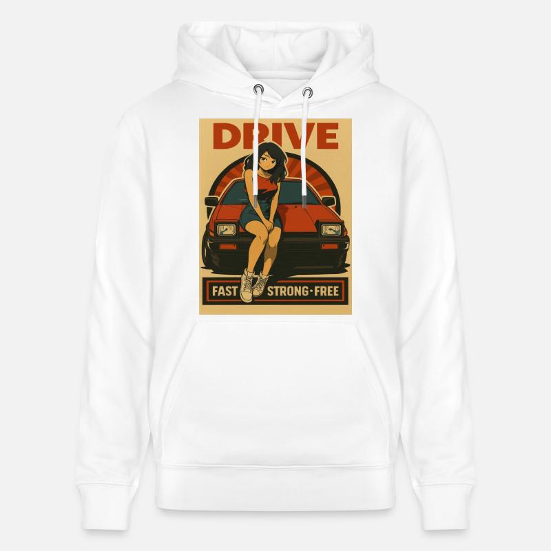 Fille japonaise aux voitures rétro - Sweat à capuche bio CRUISER Stanley/Stella Unisexe - blanc