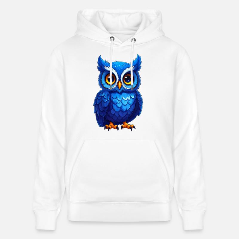 Chouette bleue mignonne - Sweat à capuche bio CRUISER Stanley/Stella Unisexe - blanc