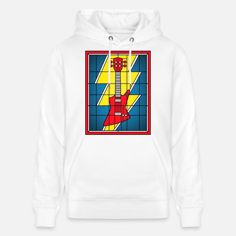 Guitare en vitrail avec éclair - Sweat à capuche bio CRUISER Stanley/Stella Unisexe - blanc
