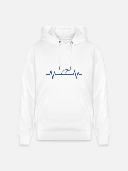 Heartbeat Mer - Sweat à capuche bio CRUISER Stanley/Stella Unisexe - blanc