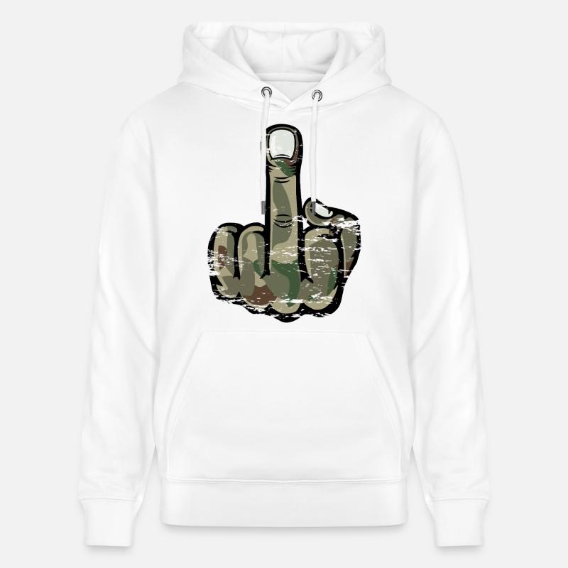 Doigt d’honneur Stinky Finger Design Army - Sweat à capuche bio CRUISER Stanley/Stella Unisexe - blanc